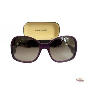 Authentic LOUIS VUITTON Purple Glitter Oversized Sunglasses Z0533W